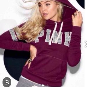 PINK Victoria's Secret Women's Burgundy Hoodie